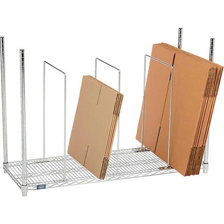 Global Industrial Single Level Carton Stand w/ 3 Dividers, 48L x 18W x 38-1/2H, Chrome 184204